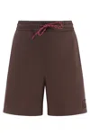 Miu Miu Logo Jogger Shorts In Brown