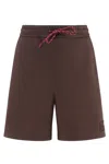 Miu Miu Logo Jogger Shorts In Brown