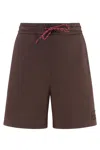 Miu Miu Logo Jogger Shorts In Brown