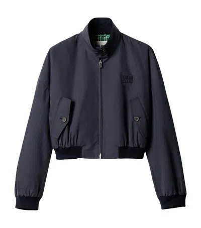 Miu Miu Cotton-blend Panama Blouson Jacket In Gray