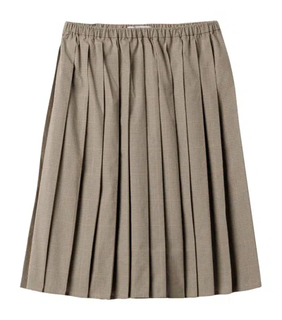 Miu Miu Cotton-blend Pleated Midi Skirt In Green