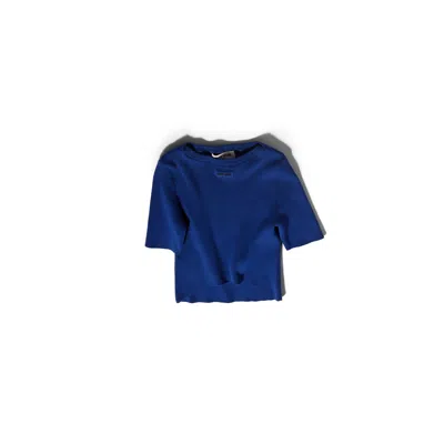 Miu Miu Cotton Boat Neck Sweater In Blue
