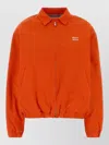 Miu Miu Cotton Bomber Jacket Elasticated Hem Pockets In Orange