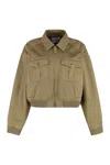 Miu Miu Bomber Jacket In Cotton In Green