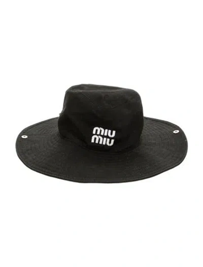 Pre-owned Miu Miu Cotton Boonie Hat In Black
