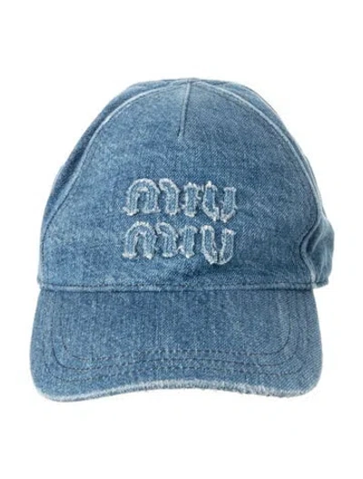 Pre-owned Miu Miu Cotton Bucket Hat In Blue