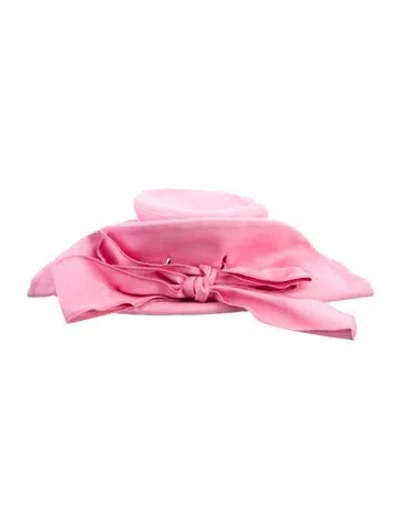 Pre-owned Miu Miu Cotton Canvas Hat Featuring A Wide Brim And Self -tie Closure In Pink