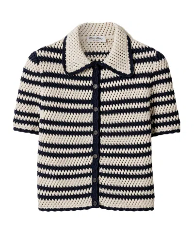 Miu Miu Cotton Cardigan In Multi
