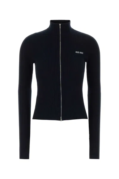 Miu Miu Cotton Cardigan In Blue
