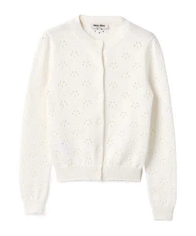 Miu Miu Cotton Cardigan In White