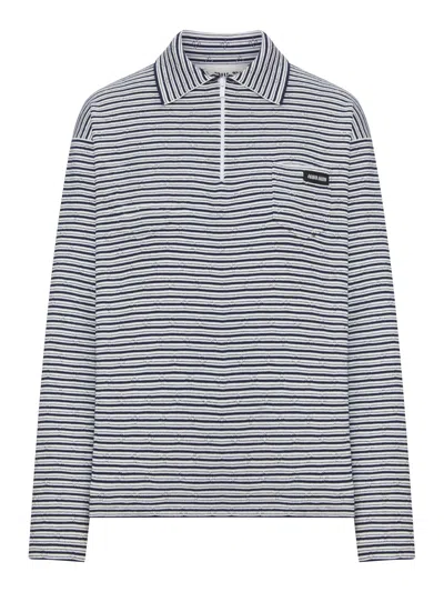 Miu Miu Cotton, Cashmere And Silk Polo Shirt In White