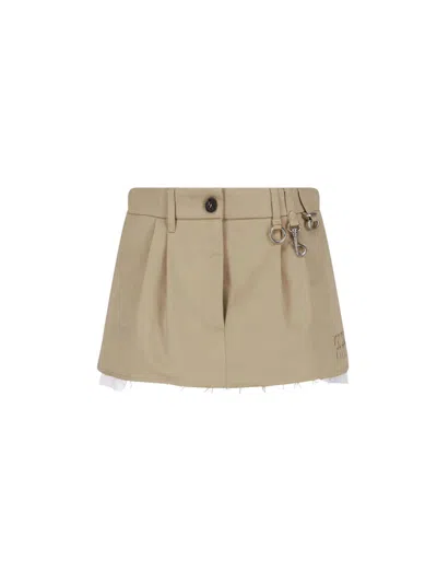 Miu Miu Cotton Chino Mini Skirt In Brown