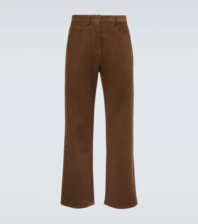 Miu Miu Cotton Corduroy Straight Pants In Brown