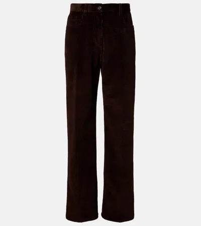 Miu Miu Cotton Corduroy Wide-leg Pants In Brown