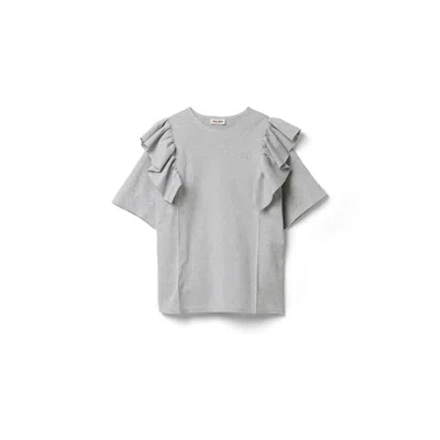 Miu Miu Cotton Crew-neck Dress In Gray