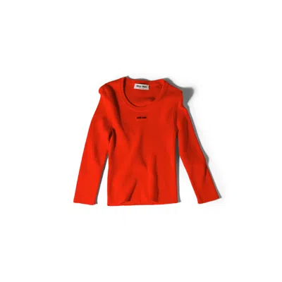 Miu Miu Cotton Crew-neck Sweater In Neutral