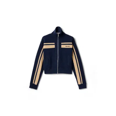 Miu Miu Cotton Crochet Cardigan In Blue