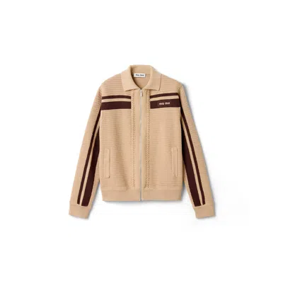 Miu Miu Cotton Crochet Cardigan In Neutral