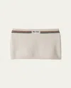 Miu Miu Cotton Crochet Mini Skirt In Gray