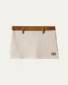Miu Miu Cotton Crochet Pelle Mini Skirt