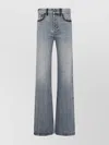 Miu Miu Cotton Denim Jeans Leather Accents In Blue