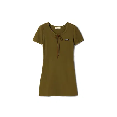 Miu Miu Cotton Dress In Green