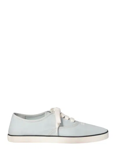 Miu Miu Cotton Drill Sneaker With Embroidered Logo And Removable Insole In White