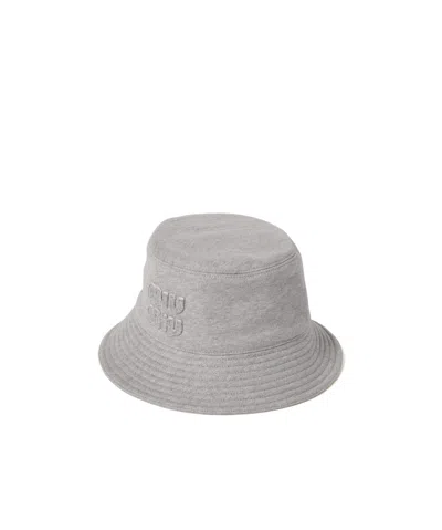 Miu Miu Fleece Fisherman's Hat In Gray