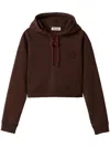 Miu Miu Long-sleeved Hooded Hoodie In Brown