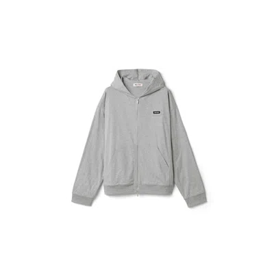 Miu Miu Cotton Fleece Hoodie In Gray