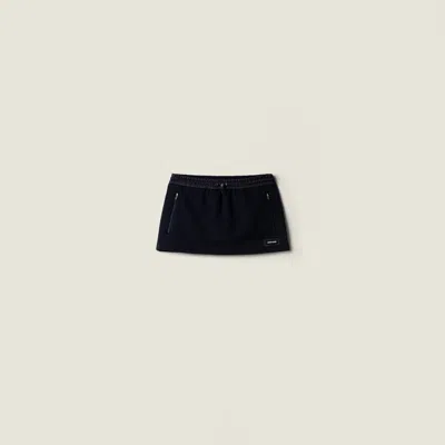 Miu Miu Cotton Fleece Miniskirt In Blue