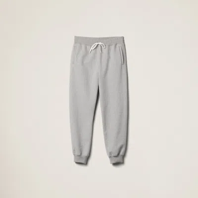Miu Miu Cotton Fleece Pants With Leather Trim In Grey