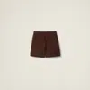 Miu Miu Cotton Fleece Shorts In Cocoa Brown