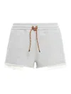 Miu Miu Cotton Fleece Shorts In Grey