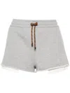 Miu Miu Cotton Fleece Shorts In Grey