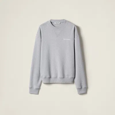 Miu Miu Cotton Fleece Sweatshirt In Gray