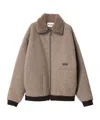 Miu Miu Cotton Fleece Zipper Blouson Jacket In Gray