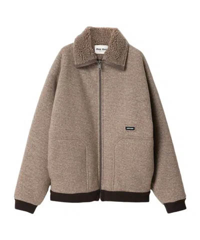 MIU MIU COTTON FLEECE ZIPPER BLOUSON JACKET