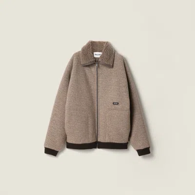 MIU MIU COTTON FLEECE ZIPPER BLOUSON JACKET