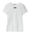 Miu Miu Floral-pattern Logo-patch T-shirt In White