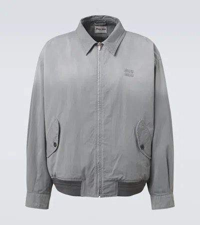 Miu Miu Cotton Gabardine Blouson Jacket In Gray