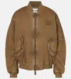 Miu Miu Cotton Gabardine Bomber Jacket In Beige