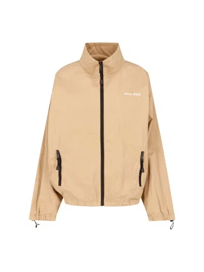 Miu Miu Cotton Gabardine Jacket In Beige