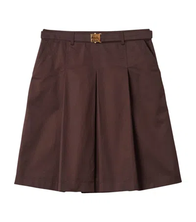 Miu Miu Cotton Gabardine Midi Skirt In Black