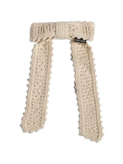 Miu Miu Cotton Hair Clip In Neutral