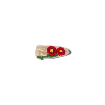 Miu Miu Cotton Hair Clip In Neutral
