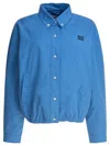 Miu Miu Button-down Collar Cotton Jacket With Elastic Hem