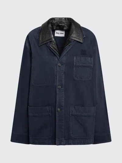 Miu Miu Cotton Jacket In Blue