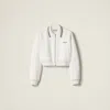 Miu Miu Collared Design Piquet Jacket In White