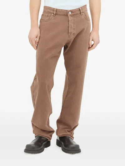 Miu Miu Cotton Jeans In Braun
